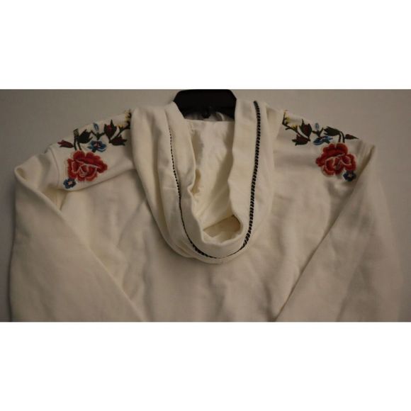 Driftwood Women Sz L White Brielle Embroidered Full Zip Classic Fit Teddy Hoodie - Picture 9 of 9